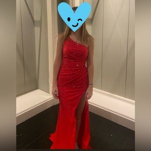 Size 2 Sherri Hill Red One Shoulder Prom dress